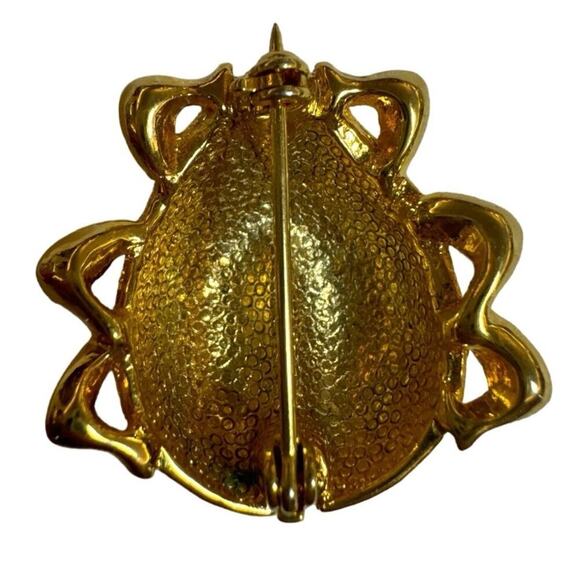 Vintage Red Ladybug Brooch Rhinestones Beetle Pin Insect - Picture 3 of 3